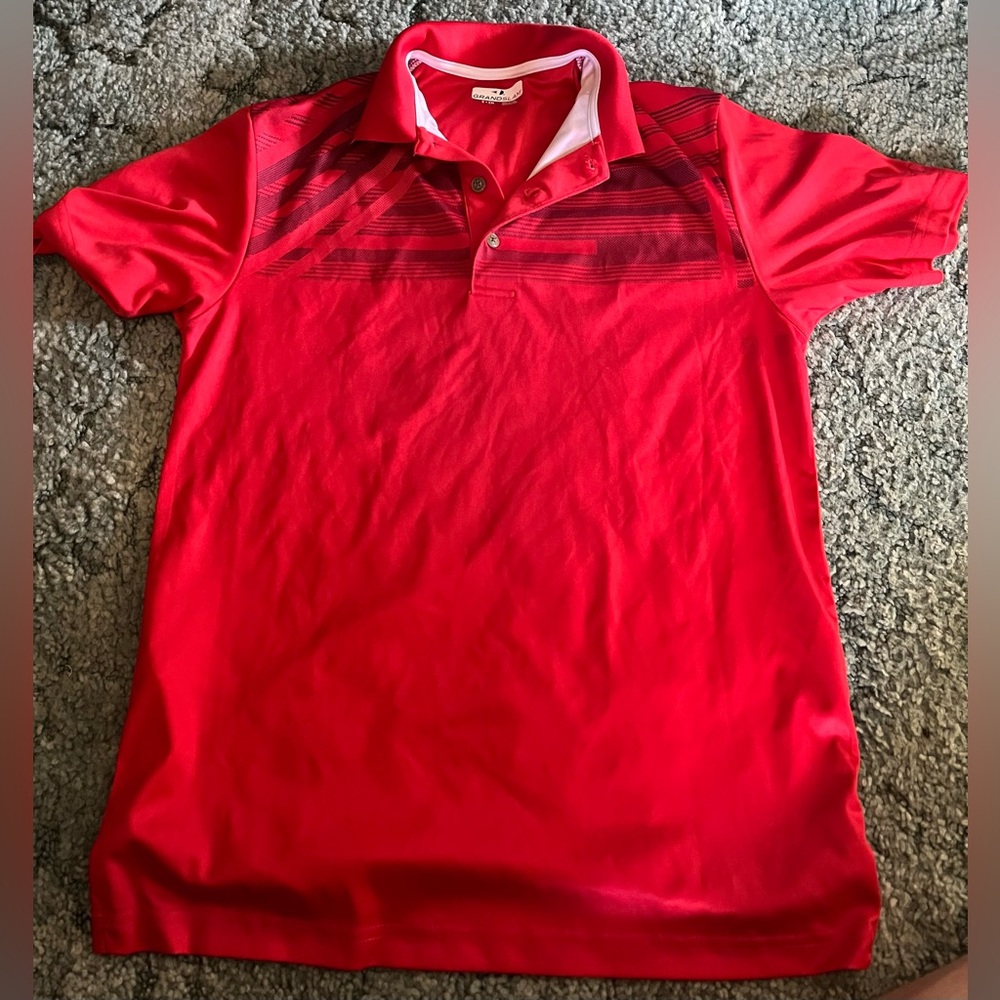 Red and Black GrandSlam Mens Adult Small Polo Collared Shirt Lightweight